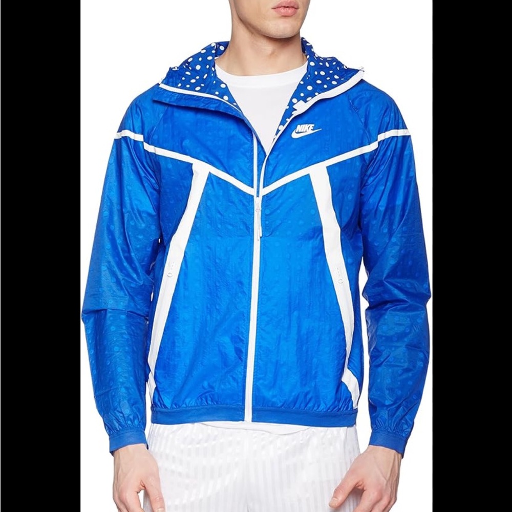 Nike Mens Tech Hyperfuse Windrunner Jacket‎ Blue/White Polka Dot Vintage 642966